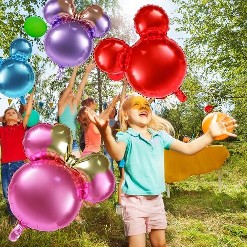 4 Pcs Mouse Head Foil Balloons, 24'' Mouse Mylar Balloon for Birthday Party Decorations Jumbo Mouse Head Aluminum Foil Balloons Party Favors Supplies (Pink) in Saudi Arabia