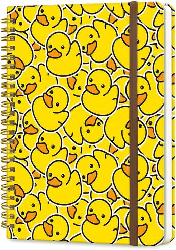 Spiral Journal Notebook, A5 Cute Notebooks for Women Men, College Ruled Hardcover Notebook for Work & Note Taking, 60 Pages Double-Wire Journals for Writing, Cute Yellow Ducks in Saudi Arabia