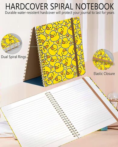 Spiral Journal Notebook, A5 Cute Notebooks for Women Men, College Ruled Hardcover Notebook for Work & Note Taking, 60 Pages Double-Wire Journals for Writing, Cute Yellow Ducks in Saudi Arabia