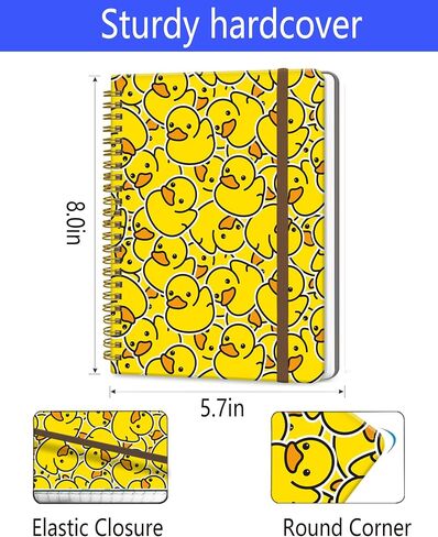 Spiral Journal Notebook, A5 Cute Notebooks for Women Men, College Ruled Hardcover Notebook for Work & Note Taking, 60 Pages Double-Wire Journals for Writing, Cute Yellow Ducks in Saudi Arabia