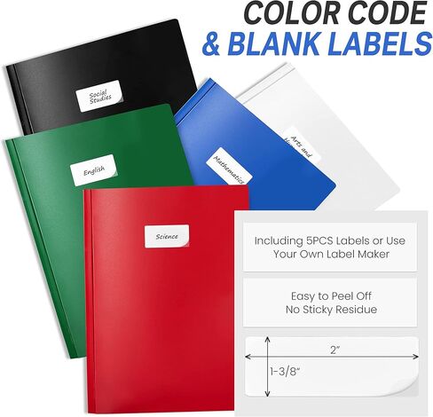 5 عبوات من المجلدات ذات الجيبين مع شوكات، مجلدات بلاستيكية Sooez مع جيوب وشوكات بما في ذلك الملصقات، مجلدات جيب بحجم الحروف شديدة التحمل مع شوكات، مجلدات شوكية ملونة للعمل المدرسي والمكتب in Saudi Arabia