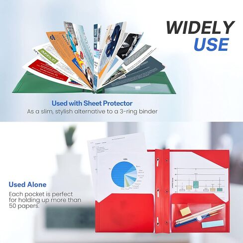 5 عبوات من المجلدات ذات الجيبين مع شوكات، مجلدات بلاستيكية Sooez مع جيوب وشوكات بما في ذلك الملصقات، مجلدات جيب بحجم الحروف شديدة التحمل مع شوكات، مجلدات شوكية ملونة للعمل المدرسي والمكتب in Saudi Arabia