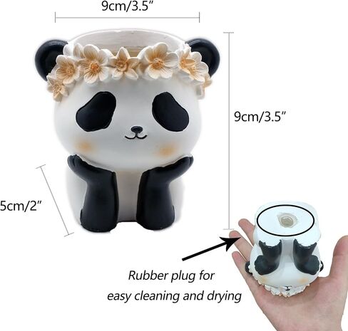 Creative Panda Pen Holder for Stationery Storage,Desktop Holder for Pencil Makeup Brush, Office Cute Desktop Decoration,Succulent Potted Plants Flower Arrangement Resin Crafts in Saudi Arabia