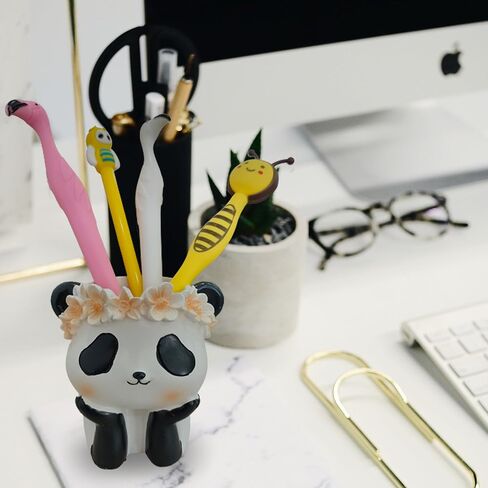 Creative Panda Pen Holder for Stationery Storage,Desktop Holder for Pencil Makeup Brush, Office Cute Desktop Decoration,Succulent Potted Plants Flower Arrangement Resin Crafts in Saudi Arabia