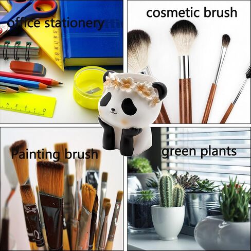 Creative Panda Pen Holder for Stationery Storage,Desktop Holder for Pencil Makeup Brush, Office Cute Desktop Decoration,Succulent Potted Plants Flower Arrangement Resin Crafts in Saudi Arabia