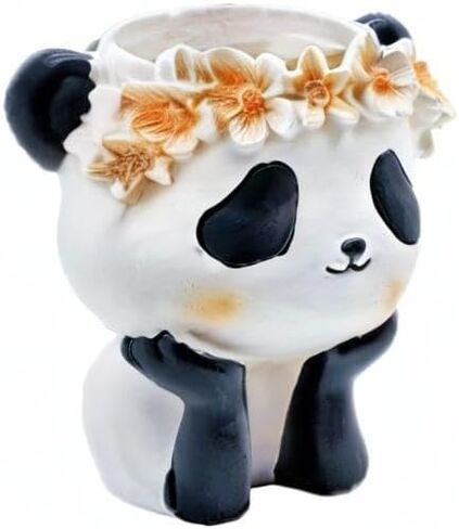 Creative Panda Pen Holder for Stationery Storage,Desktop Holder for Pencil Makeup Brush, Office Cute Desktop Decoration,Succulent Potted Plants Flower Arrangement Resin Crafts in Saudi Arabia