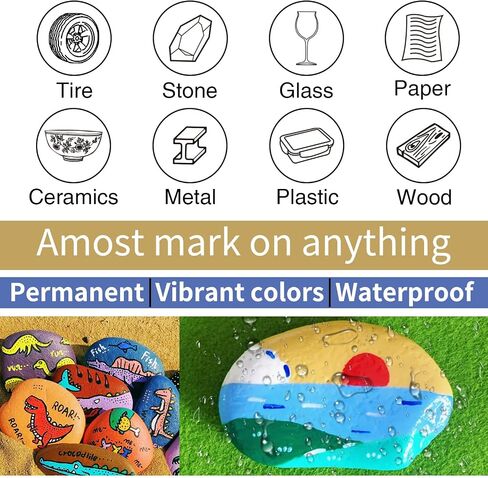 White Paint Pens Paint Markers - 8 Pack White Permanent Marker, Oil Based Waterproof Quick Dry Medium Tip Marker Pen for Metal, Plastic, Rock, Wood, Stone, Mugs, Canvas, Glass, Art Craft in Saudi Arabia