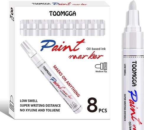 White Paint Pens Paint Markers - 8 Pack White Permanent Marker, Oil Based Waterproof Quick Dry Medium Tip Marker Pen for Metal, Plastic, Rock, Wood, Stone, Mugs, Canvas, Glass, Art Craft in Saudi Arabia