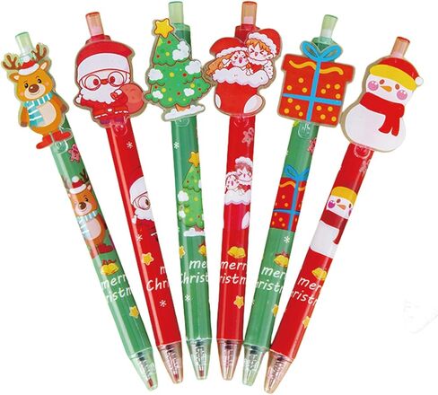 6 قطع أقلام لطيفة قابلة للسحب، أقلام جل كرتونية لعيد الميلاد، أقلام جمالية 0.5 مم، أقلام حبر سوداء ذات نقطة دقيقة، أقلام كتابة ناعمة، لوازم مدرسية مكتبية للنساء والفتيات والأولاد والرجال (6 قطع عيد الميلاد) in Kuwait