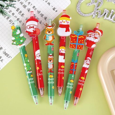 6 قطع أقلام لطيفة قابلة للسحب، أقلام جل كرتونية لعيد الميلاد، أقلام جمالية 0.5 مم، أقلام حبر سوداء ذات نقطة دقيقة، أقلام كتابة ناعمة، لوازم مدرسية مكتبية للنساء والفتيات والأولاد والرجال (6 قطع عيد الميلاد) in Kuwait