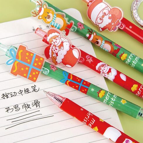 6 قطع أقلام لطيفة قابلة للسحب، أقلام جل كرتونية لعيد الميلاد، أقلام جمالية 0.5 مم، أقلام حبر سوداء ذات نقطة دقيقة، أقلام كتابة ناعمة، لوازم مدرسية مكتبية للنساء والفتيات والأولاد والرجال (6 قطع عيد الميلاد) in Kuwait