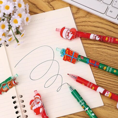 6 قطع أقلام لطيفة قابلة للسحب، أقلام جل كرتونية لعيد الميلاد، أقلام جمالية 0.5 مم، أقلام حبر سوداء ذات نقطة دقيقة، أقلام كتابة ناعمة، لوازم مدرسية مكتبية للنساء والفتيات والأولاد والرجال (6 قطع عيد الميلاد) in Kuwait