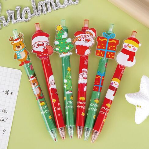 6 قطع أقلام لطيفة قابلة للسحب، أقلام جل كرتونية لعيد الميلاد، أقلام جمالية 0.5 مم، أقلام حبر سوداء ذات نقطة دقيقة، أقلام كتابة ناعمة، لوازم مدرسية مكتبية للنساء والفتيات والأولاد والرجال (6 قطع عيد الميلاد) in Kuwait