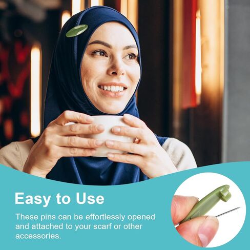 24Pcs Colorful Hijab Safety Pins, Plastic Cover Oval Pins, Scarf Clips, Women Dress Brooches, Perfect for Muslim Girls and Women in Saudi Arabia
