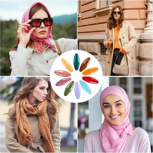 24Pcs Colorful Hijab Safety Pins, Plastic Cover Oval Pins, Scarf Clips, Women Dress Brooches, Perfect for Muslim Girls and Women in Saudi Arabia