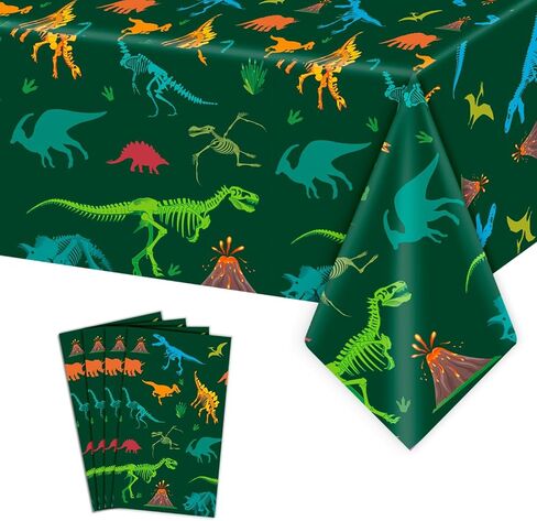 4 Pieces Dinosaur Tablecloth Dinosaur Theme Party Plastic Disposable Table Covers for Boys Kids Birthday Baby Shower Party Decorations Supplies 54X108 inch in Kuwait