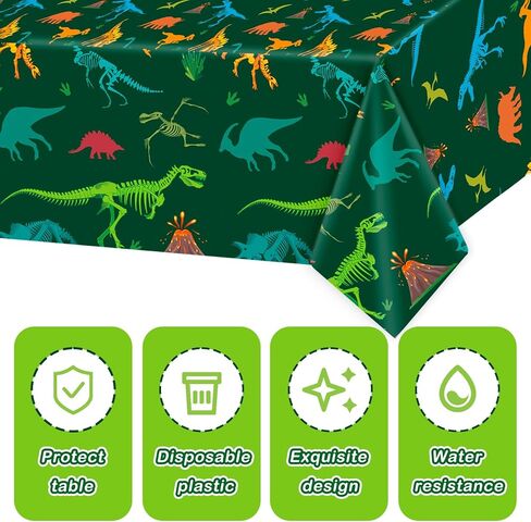 4 Pieces Dinosaur Tablecloth Dinosaur Theme Party Plastic Disposable Table Covers for Boys Kids Birthday Baby Shower Party Decorations Supplies 54X108 inch in Kuwait
