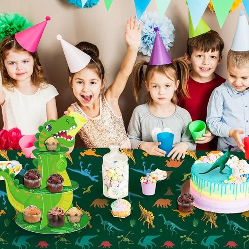 4 Pieces Dinosaur Tablecloth Dinosaur Theme Party Plastic Disposable Table Covers for Boys Kids Birthday Baby Shower Party Decorations Supplies 54X108 inch in Kuwait