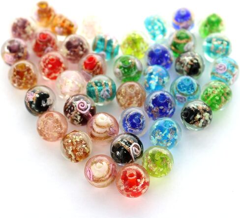 Artsy Crafts 40 Pcs Assorted Glow in The Dark Firefly Beads 12mm European Lampwork Luminous Glass Beads for Jewelry Making Charm Bracelet Necklace Earrings Crafts (Mixed 40pcs) in Saudi Arabia