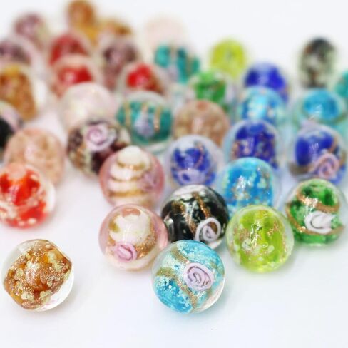 Artsy Crafts 40 Pcs Assorted Glow in The Dark Firefly Beads 12mm European Lampwork Luminous Glass Beads for Jewelry Making Charm Bracelet Necklace Earrings Crafts (Mixed 40pcs) in Saudi Arabia
