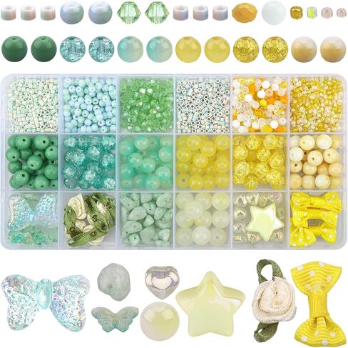 1018pcs Glass Beads for Jewelry Making, 8mm Purple Green Crystal Beads with Seed/Resin/Spacer/Stone Beads for Bracelet Necklace Earring DIY Jewelry Making Supplies in Saudi Arabia