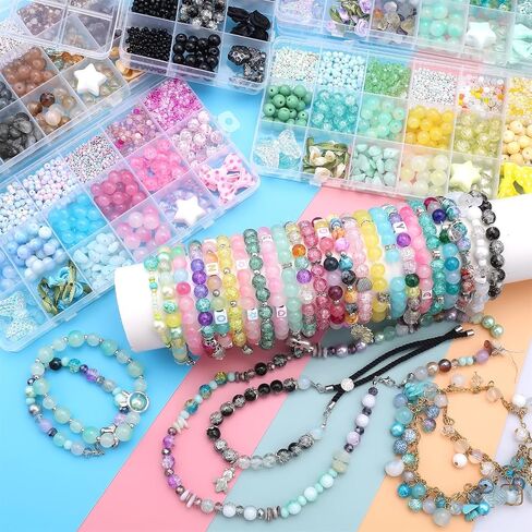 1018pcs Glass Beads for Jewelry Making, 8mm Purple Green Crystal Beads with Seed/Resin/Spacer/Stone Beads for Bracelet Necklace Earring DIY Jewelry Making Supplies in Saudi Arabia