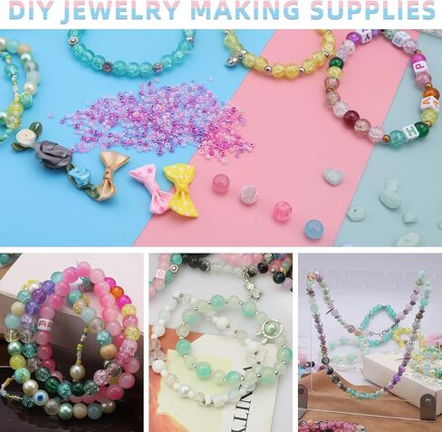 1018pcs Glass Beads for Jewelry Making, 8mm Purple Green Crystal Beads with Seed/Resin/Spacer/Stone Beads for Bracelet Necklace Earring DIY Jewelry Making Supplies in Saudi Arabia
