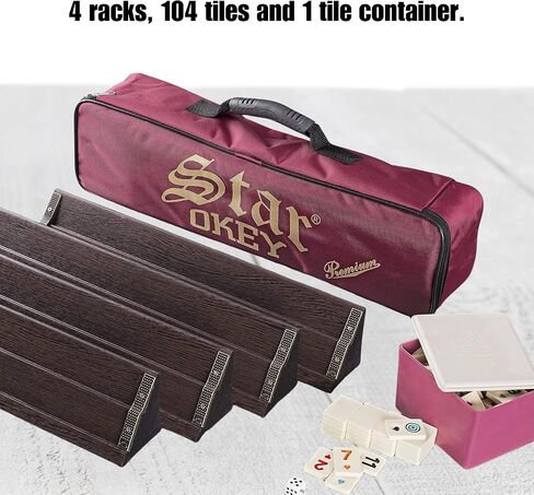 مجموعة ألعاب LaModaHome Premium Rummy Cube Tile Game Rummy/Okey / 101 خشبية داكنة مصقولة مع حاوية بلاط ونرد وحقيبة محمولة للبالغين، مثالية لليلة اللعب. in Kuwait