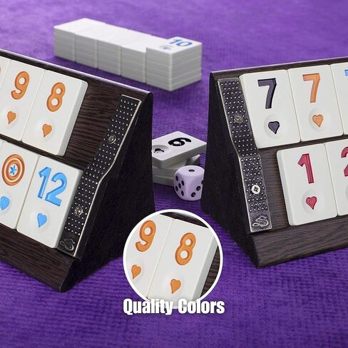 مجموعة ألعاب LaModaHome Premium Rummy Cube Tile Game Rummy/Okey / 101 خشبية داكنة مصقولة مع حاوية بلاط ونرد وحقيبة محمولة للبالغين، مثالية لليلة اللعب. in Kuwait