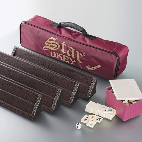 مجموعة ألعاب LaModaHome Premium Rummy Cube Tile Game Rummy/Okey / 101 خشبية داكنة مصقولة مع حاوية بلاط ونرد وحقيبة محمولة للبالغين، مثالية لليلة اللعب. in Kuwait