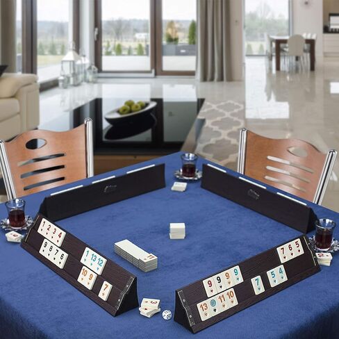 مجموعة ألعاب LaModaHome Premium Rummy Cube Tile Game Rummy/Okey / 101 خشبية داكنة مصقولة مع حاوية بلاط ونرد وحقيبة محمولة للبالغين، مثالية لليلة اللعب. in Kuwait