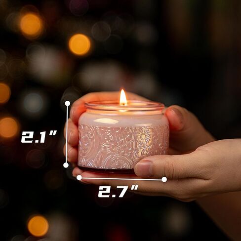 Art Secret 12-Pack 4oz Embossed Glass Candle Jars with Lids and Labels - Patented Sun Moon Stars Design for Candle Making, Home Décor (Shimmering Pink) in Saudi Arabia