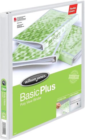 ACCO Wilson Jones Print Won't Stick Flexible Poly Round Ring View Binder, 60 Sheet, Letter Size, Customizable, White (A7043330DA) in Kuwait