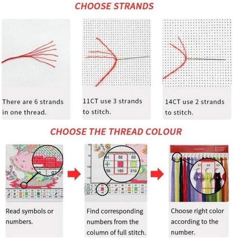 CaptainCrafts Cross Stitch Kits Stamped Kit Printed 11CT Fabric Cross Stitching DIY Art DMC Needlecrafts Embroidery Kit for Adults (Stamped, Sleeping Baby Bear (Pink)) in Saudi Arabia