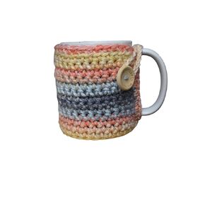 Mug sweater, Cozy mug, wrap your mug, coffee sleeve,reusable sleeve for coffee and tea mugs, sweater wrap for mugs. (Gray&offwhite)