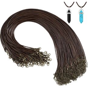 Tudomro 100 Pieces 20 Inch Waxed Leather Necklace Cord Bulk with Clasp Colorful Necklace Bracelet Chains Necklace String Rope Cord for Jewelry Making Pendants Charms(Brown)