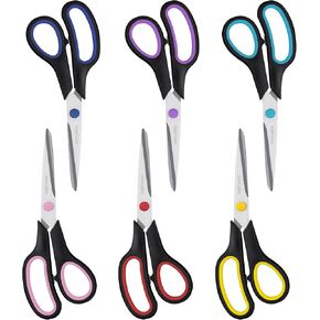 Scissors, BOOMIBOO 8" Scissors All Purpose 6 Pack - Comfort-Grip Scissors for Office Desk Accessories Sewing Fabric Home Craft School Supplies, Teacher/Class Scissors, Right/Left Handles