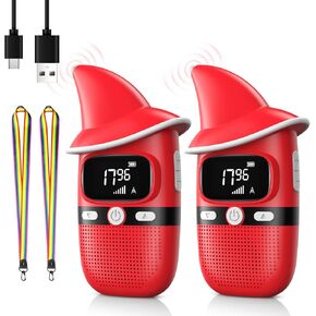 جهاز Walkie Takies للأطفال قابلين لإعادة الشحن، عبوتان، ألعاب عيد ميلاد للأطفال الصغار من سن 3 إلى 12 عامًا للأولاد والبنات، 22 قناة راديو ثنائية الاتجاه مع مصباح يدوي بشاشة LCD كبيرة بإضاءة خلفية للألعاب والتخييم في الهواء الطلق (أحمر + أحمر) ...