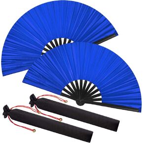 Maitys Large Clap Fans for Line Dancing Large Chinese Folding Hand Fans for Men and Women, Festival, Tai Ji, Kungfu, Martial Art, Gifts(Vivid Red and Blue,2 Packs)
