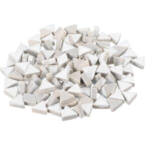 MECCANIXITY 200g Ceramic Mosaic Tiles for Crafts Bulk, Triangle White Ceramic Tiles for Mosaic Kits Garden Stepping Stone Cup Mat