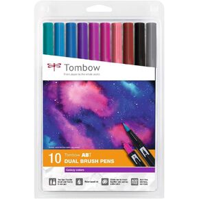 Tombow ABT-10C-3 Water Based ABT Dual Brush Pen 10 Galaxy Colours