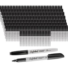Permanent Markers Bulk, 300 Pack Fine Tip Black Permanent Marker Set, Waterproof Markers, Waterproof, Quick Drying, Office Supplies for School, Office, Home - Works On Paper, Glass, Metal, Ceramics