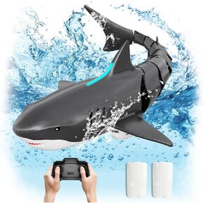 Remote Control Shark Pool Toys for Kids Age 8-12,2.4Ghz Waterproof RC Boat,Toy Shark with Light for 60 Mins Play,Gift for Boys Girls