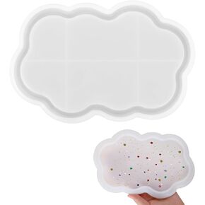 Resin Cloud Shape Tray Molds Silicone Mold Storage Tray Container Mold for Resin Concrete Jewelry Trinket Plate 3D Resin Cloud Silicone Mold for DIY Craft Decoration