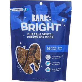 Bark Bright Durable Dental Chew Sticks for Dogs (15 Chews) Made for Tough Chewers - Small Breeds