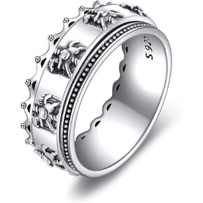 POPLYKE Sterling Silver Anxiety Spinner Rings Rotatable Fidget Mood Rings for Women Relieve Stress Gift