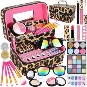Kids Makeup Kit for Girl -Real Washable Toddler Makeup Kit for Kids Girls, Double-Layer Case Kids Makeup for Kids Little Girl, Princess Girl Toys for Birthday Christmas Gifts for 3 4 5 6 7 8 Year Old