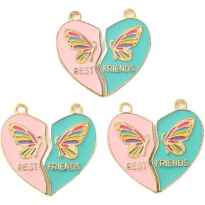 3 Pairs Gold Plated Enamel Couple Charms for Jewelry Making Necklace Bracelet Earring and Slime DIY Jewelry Accessories Charms