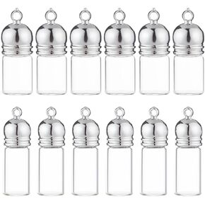 NBEADS 12 Pcs 2 Sizes Vial Pendant Openable Perfume Bottle, Refillable Bottles Wish Bottles Glass Bottle Pendants Screw Cap Bottles for Pendant Arts Crafts Wedding Party Favors