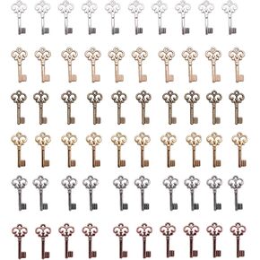 60 Pcs Keys Charm Vintage Multi Color Small Metal Pendants for DIY Jewelry Making Findings Craft Project Christmas Thanksgiving New Year Gift Handmade Necklace Bracelet Keychain